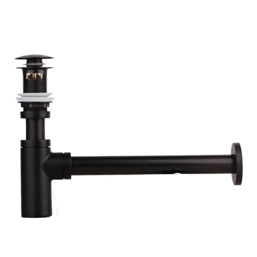 Brass Bathroom Sink Stopper P-Trap Complete Set Bottle Trap Drain Kit and Pop Up With Overflow FüR Waschtisch(Matte black) von WSQHAO