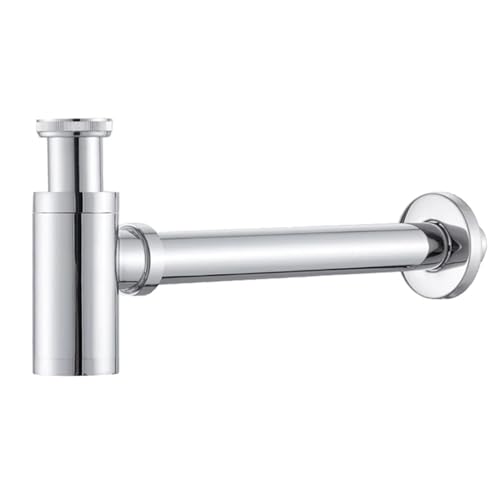 Brass Body Basin Wast Drain Wall Connection Plumbing P-traps Wash Pipe Bathroom Sink Trap FüR Waschtisch(Silver) von WSQHAO