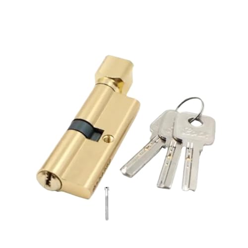 Diebstahlsicherer Türschlosszylinder mit Schlüsseln, Einzel-Öffnungszylinder for Holztüren für Haustürschloss(Gold) von WSQHAO