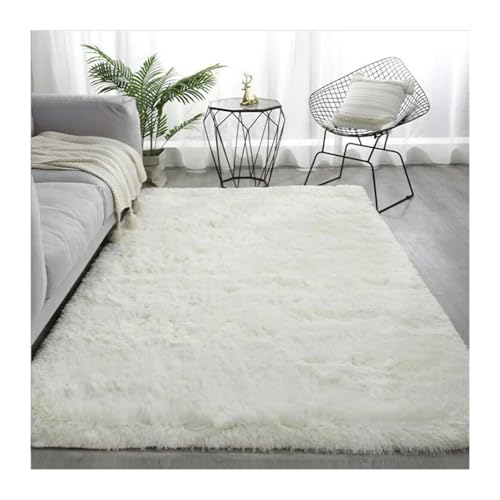 Fluffy Plush Carpet for Modern Home Living Room Sofa Area Rug Silky Soft Crawling Mat Children Bedroom Large für Wohnzimmer(White,60x160cm(23.6x63in)) von WSQHAO