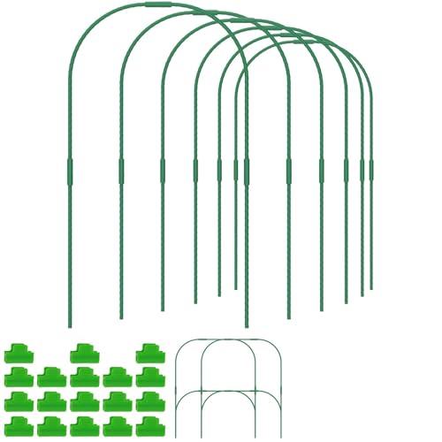 Gewächshaus Hoop Wachsen Tunnel Kit Stahl Unterstützung Rahmen DIY Garten Hoops Kunststoff Beschichtet Anlage für Hochbeet(12 Set) von WSQHAO