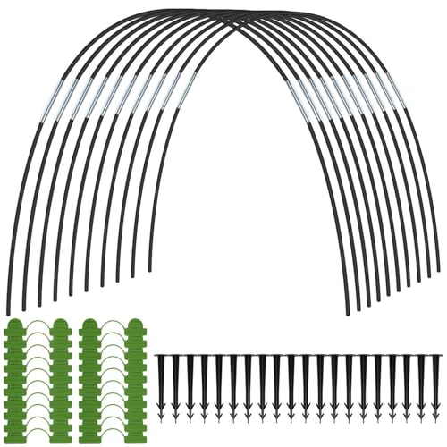 Gewächshaus Hoop Wachsen Tunnel Kit Stahl Unterstützung Rahmen DIY Garten Hoops Kunststoff Beschichtet Anlage für Hochbeet(30 Set) von WSQHAO