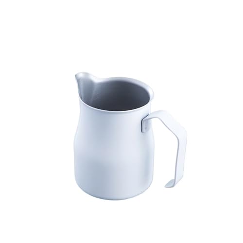 Milchkännchen 2 Stück Edelstahl-Milchaufschäumkrug for Übergießen des Kaffeekessels Espresso dampfender Milchaufschäumbecher, perfekt for Latte Art(WHITE,350ml) von WSQHAO