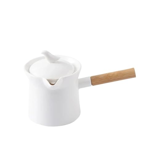 Milchtopf Keramik Frühstück Heizung Milch Topf Mit Deckel Lange Holzgriff Verbrühungsschutz Hause Kaffee Pan Feste Lebensmittel Herd Eintopf Suppe topf(500ml) von WSQHAO