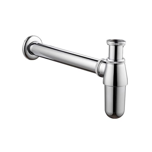 P-Trap im alten Stil, massives Messing, Wandsiphon, Flaschensiphon mit Ablaufgarnitur, Sanitärrohr FüR Waschtisch(Silver) von WSQHAO