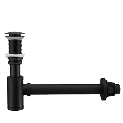 Runder Flaschensiphon aus Messing mit Pop-up-Ablaufgarnitur, Abflussrohr-Set for Waschbecken, höhenverstellbar FüR Waschtisch(Trap without hole) von WSQHAO