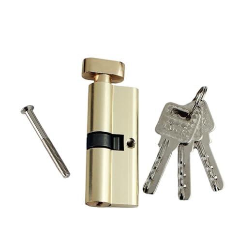 Schließzylinder mit 3 Schlüsseln Holztürschlosszylinder Diebstahlsicheres Eingangstürschloss aus Legierung Innentürschloss Verlängerter Kern für Haustürschloss(Gold-70mm) von WSQHAO