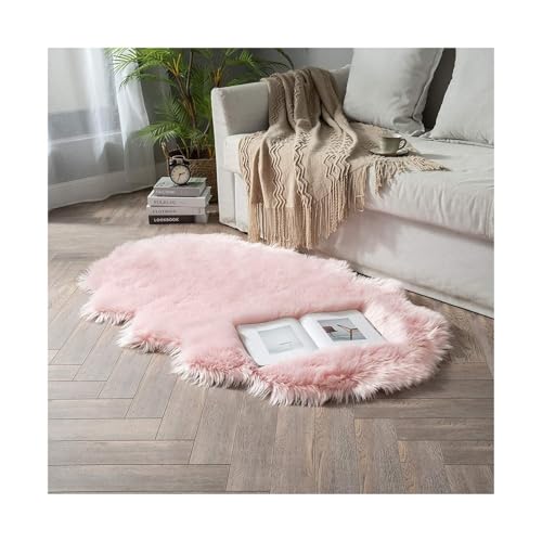 Shaggy Fur Rug Bedroom Soft Fluffy Faux Area Rugs Washable Plush Bedside Carpet for Living Room Sofa Decor für Wohnzimmer(Pink,60x180cm) von WSQHAO