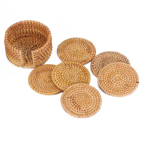 Untersetzer 6 Stücke Teetasse Untersetzer Gewebte Untersetzer Tischset Tischset Kaffee Teetasse Untersetzer Topf Schüssel Pad Glasbasis Küchenzubehör von WSQHAO