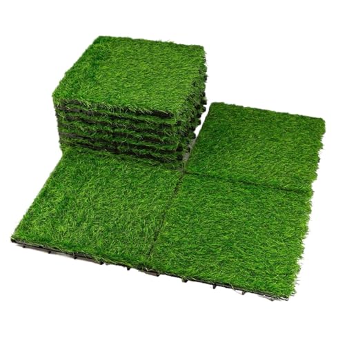 WSQHAO 10 Stück 12 Zoll x Kunstrasen-Fliesen for Ineinandergreifen, getuftete Grasdeckfliesen, Grün Für Garten von WSQHAO