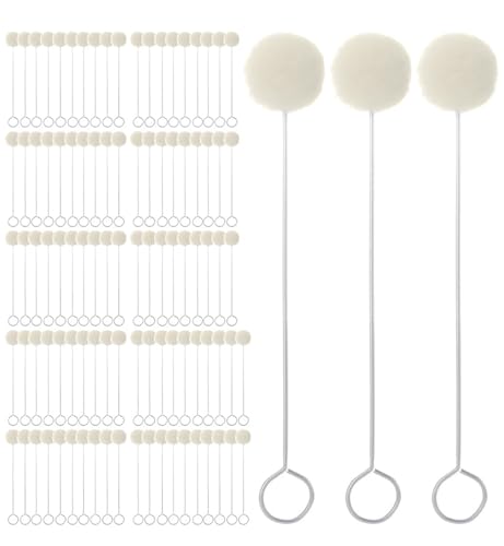 WSQHAO 100/200 stücke Wolle Ball Pinsel DIY Daubers Unterstützt Färben Runde Wolle Pinsel Mit Metall Griff FüR FäRben Kleben(12.5cm-100Pcs) von WSQHAO