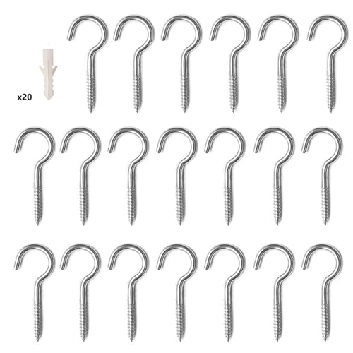 WSQHAO 30 Stück M3/M4/M5 Edelstahl-Ösenschrauben, Haken, selbstschneidende Metallbecher for die Decke, for Pflanzenhalterungen, Windspiele Für Innen(M3x40) von WSQHAO