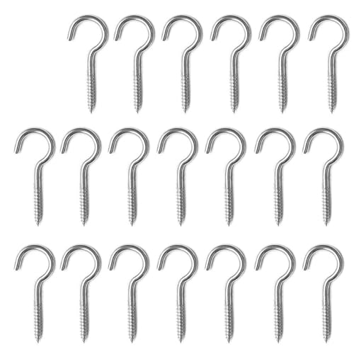 WSQHAO 30 Stück M3/M4/M5 Edelstahl-Ösenschrauben, Haken, selbstschneidende Metallbecher for die Decke, for Pflanzenhalterungen, Windspiele Für Innen(M5x65) von WSQHAO