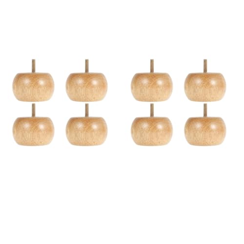 WSQHAO 4/8PCS Möbel Beine Holz Bein Solide Füße Runde Brötchen Mit 4 Schrauben Stuhl ersatz Set Für Tischplatte(Wood 8PCS) von WSQHAO