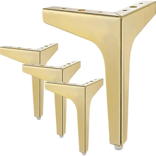 WSQHAO 4 Stück Schrankbeine, Metall-Möbelbeine, Metall-Dreieck-Möbelfüße, DIY-Ersatz, Schrank, Sofa, Couch, Stuhl Für Tischplatte(4PCS 15CM Golden) von WSQHAO