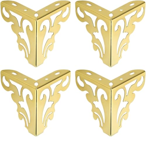 WSQHAO 4 Stücke 15/12 cm Metall Poliert Sofa Stuhl Beine Einfachheit Hohl Tisch Schrank Bett Füße DIY Möbel Zubehör Für Tischplatte(4pcs 12cm Golden) von WSQHAO