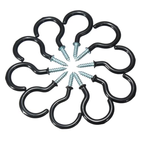 WSQHAO 50 Stück/Set, 30 mm, beschichtet, for Pflanzenbilder, Kunststoffbecher, Schraubhaken, Schmuckhalter, Eisenhaken for Aufhängen von Lichtern und Vorhängen Für Innen(Black) von WSQHAO