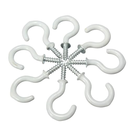WSQHAO 50 Stück/Set, 30 mm, beschichtet, for Pflanzenbilder, Kunststoffbecher, Schraubhaken, Schmuckhalter, Eisenhaken for Aufhängen von Lichtern und Vorhängen Für Innen(White) von WSQHAO