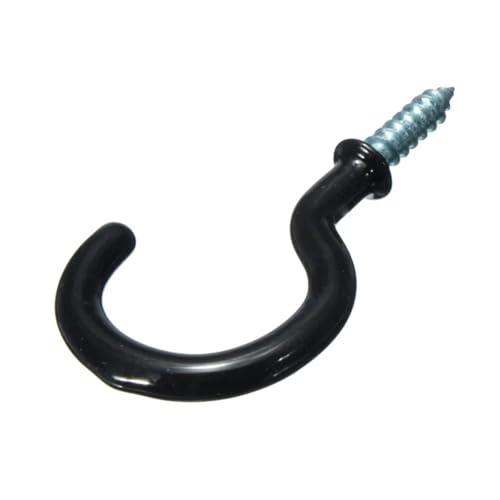 WSQHAO 50 Stück/Set beschichteter Pflanzenbildaufhänger, 55 mm, Kunststoffbecher, Schraubhaken, Schmuckhalter, Eisenhaken for Aufhängen von Lichtern und Vorhängen Für Innen(Black) von WSQHAO