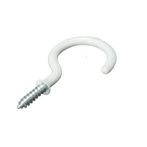WSQHAO 50 Stück/Set beschichteter Pflanzenbildaufhänger, 55 mm, Kunststoffbecher, Schraubhaken, Schmuckhalter, Eisenhaken for Aufhängen von Lichtern und Vorhängen Für Innen(White) von WSQHAO