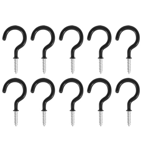 WSQHAO 50 Stück Eisen-Deckenschrauben-Haken for Aufhängen, robuste Einschraubhaken for den Außenbereich, for die Garage und den Heimbedarf Für Innen(Black) von WSQHAO