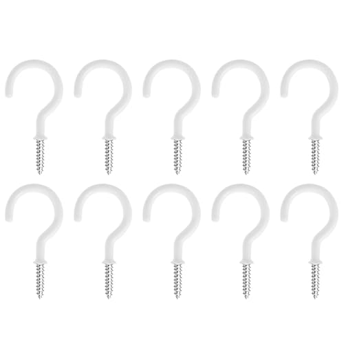 WSQHAO 50 Stück Eisen-Deckenschrauben-Haken for Aufhängen, robuste Einschraubhaken for den Außenbereich, for die Garage und den Heimbedarf Für Innen(WHITE) von WSQHAO
