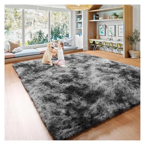 WSQHAO Area Rugs for Bedroom Fluffy Carpet for Living Room Soft Plush Furry Shaggy Bedside Rug Kids Floor Mat für Wohnzimmer(Dark Grey,60x90cm 24x35in) von WSQHAO