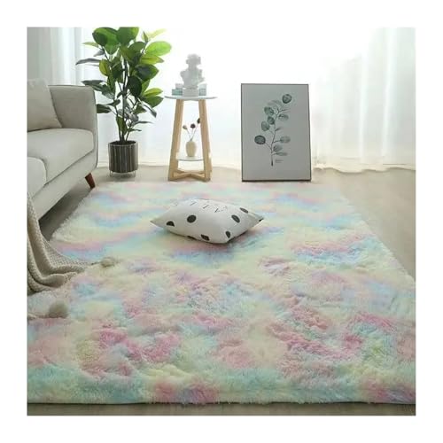 WSQHAO Fluffy Shaggy Rug Carpet Area for Kids Room Living Soft Furry Floor Modern Decor für Wohnzimmer(Colorful,140X200cm) von WSQHAO