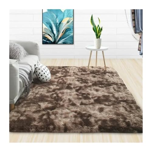 WSQHAO Fluffy Shaggy Rug Carpet Area for Kids Room Living Soft Furry Floor Modern Decor für Wohnzimmer(Deep Brown,140X200cm) von WSQHAO