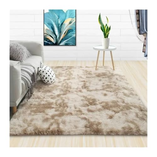 WSQHAO Fluffy Shaggy Rug Carpet Area for Kids Room Living Soft Furry Floor Modern Decor für Wohnzimmer(Deep Tan,140X200cm) von WSQHAO