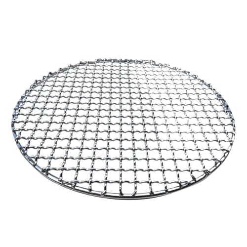WSQHAO Grillrost Stainless Steel Round BBQ Grill Roast Mesh Net Non-Stick Barbecue Baking Pan BBQ Grid Cooking Baking Rack Barbecue Grill(38cm) von WSQHAO
