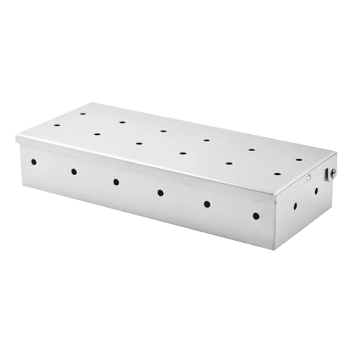 WSQHAO Kohlekorb Grill-Räucherbox, Räucherbox mit Deckel, Holzspäne-Räucherbox for Holzkohle- und Propangasgrill von WSQHAO