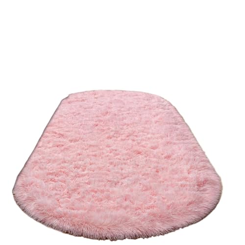 WSQHAO Oval Fluffy Soft Area Rugs for Bedroom Plush Shaggy Carpet for Kids Room Bedside Mats für Wohnzimmer(Pink) von WSQHAO