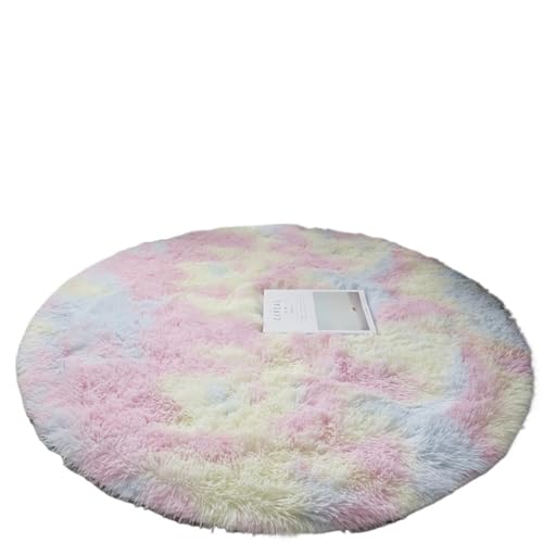 WSQHAO Soft Plush Round Rug Mat Fluffy Carpets for Living Room Home Decor Bedroom Kid Decoration Salon Thick Pile für Wohnzimmer(Pink,80x80cm) von WSQHAO