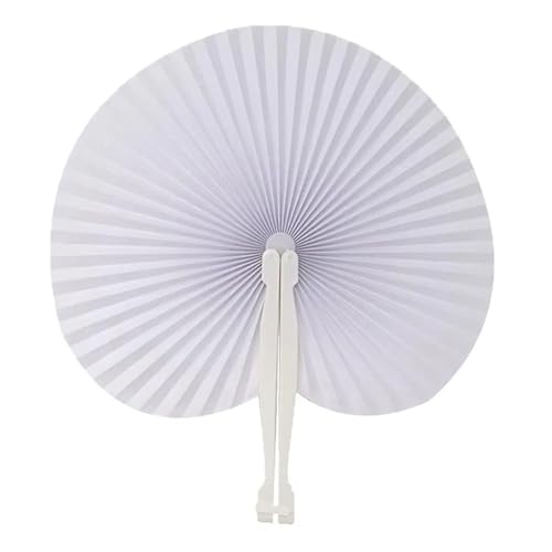 Weißer Faltfächer aus Papier for Kindergeburtstage, Partys, Hochzeiten, Gastgeschenke, runder Handfächer for Selbermalen mit Kunststoffgriff Für Party(50pcs) von WSQHAO
