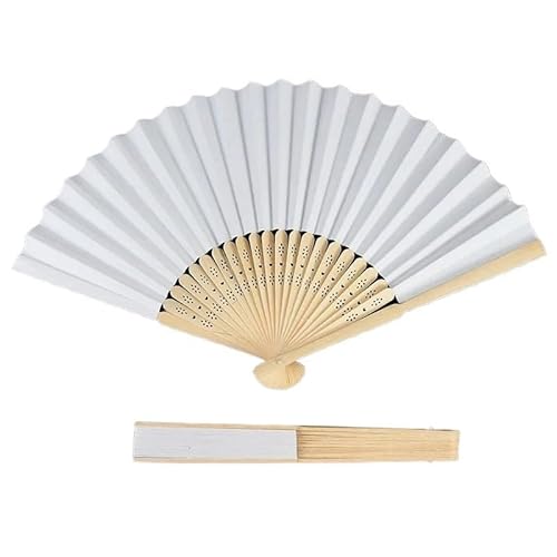 Weißer Handfächer for Hochzeiten, faltbarer Papierfächer, tragbar, for Selbermachen, Kalligraphie, Malen, Üben, Hochzeitsgeschenk Für Party(5PCS) von WSQHAO