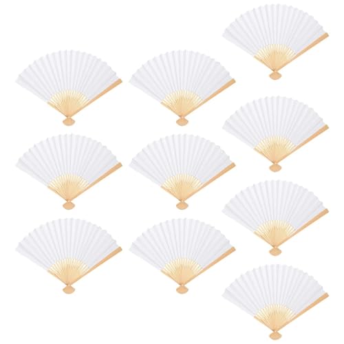 Weißer Papier-Handfächer, Handventilator, DIY, blanker Papierfächer for DIY-Dekoration, Hochzeit, Tanzparty, Sommer Für Party(10Pcs) von WSQHAO