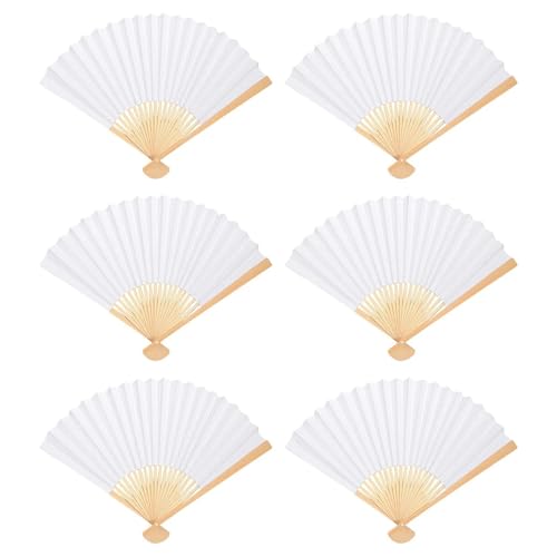 Weißer Papier-Handfächer, Handventilator, DIY, blanker Papierfächer for DIY-Dekoration, Hochzeit, Tanzparty, Sommer Für Party(6Pcs) von WSQHAO