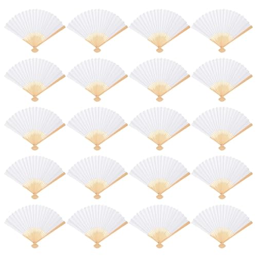 Weißer Papier-Handfächer, faltbarer Fächer, chinesischer Handfächer for DIY-Dekoration, Hochzeit, Tanzparty, Sommer Für Party(20Pcs) von WSQHAO