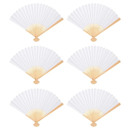 Weißer Papier-Handfächer, faltbarer Fächer, chinesischer Handfächer for DIY-Dekoration, Hochzeit, Tanzparty, Sommer Für Party(6Pcs) von WSQHAO