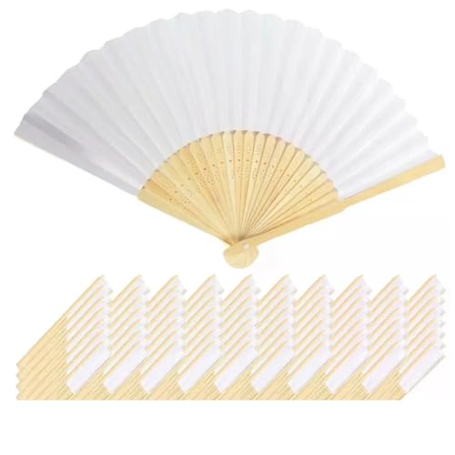 Weißer faltbarer Papierfächer, tragbarer Fächer, Hochzeitsgeschenke for Gäste, Geburtstagsparty, Dekoration, Kindermalerei Für Party(20PCS) von WSQHAO