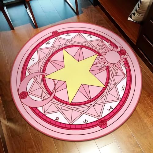Anime-Kawaii-Teppich, Niedlicher Ästhetischer Weicher Teppich für Schlafzimmer, Dekorativ für Drinnen und Draußen, 80 x 80 cm (Clow Card 2) von WSRXDMSN