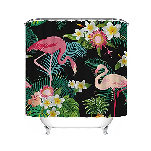 WSSLJK Flamingos Duschvorhang Textil 120x200 180x200 180x180, Cartoon Niedliche Tiere Duschvorhänge Wasserdicht Dekorieren Sie Ihr Badezimmer (120 * 200CM,7) von WSSLJK