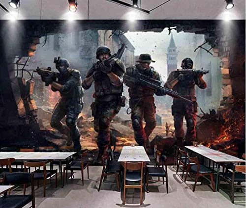 3D Fototapete Moderne Wanddeko Wandbilder Soldat mit einer Waffe Vlies Wand Tapete Wohnzimmer Schlafzimmer Büro Flur Dekoration 250x175 cm von WSSWZN