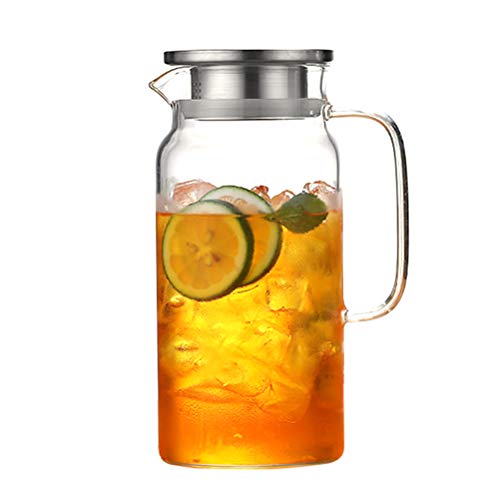 Glas Teekanne Gläsernes Teeei 1800 ml Glaskanne Teeservice Filtersieb Besten für lose Teeblätter oder Blütentee, Spülmaschinenfest Hitzebeständig von WSTERAO