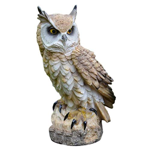 WSTERAO Dekofigur Eule Uhu Greifvogel Gartenfigur Tierfigur Mehrfarbig Vogelschreck Eule Owl Resin Gartendekoration Vogeldeko von WSTERAO