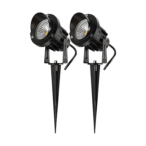 2x WSU Led Gartenstrahler 7W 2700K für Garten, 2 Sück Gartenbeleuchtung mit Strom für Außen, Dekorative Gartenleuchten IP65 wasser-und staubgeschützt mit 1m Kabel, Gartenleuchten mit Erdspieß von WSU Lights