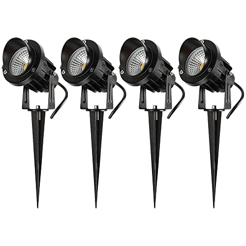 4x WSU Led Gartenstrahler 7W 4000K für Garten, 4 Sück Gartenbeleuchtung mit Strom für Außen, Dekorative Gartenleuchten IP65 wasser-und staubgeschützt mit 1m Kabel, Gartenleuchten mit Erdspieß von WSU Lights