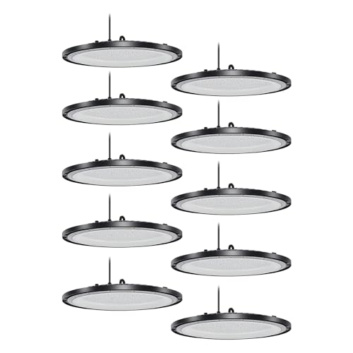 WSU Lights 10x UFO LED High Bay Light - Energiesparende Hallenstrahler, Ultrachflach, 150W, 6000K Kaltweiß, IP65 Wasserdicht, Ideal für Fabrik, Garage & Lagerhaus (10 Stück, 150 Watt) von WSU Lights