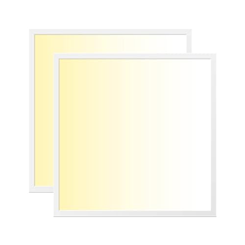 WSU Lights 2x LED Panel, Deckenleuchte, 62x62cm, 4400lm, 3000K, 40W, inkl. Trafo, Rasterleuchten, Einlegeleuchte, Büroleuchten (3000K, 2 Stück) von WSU Lights